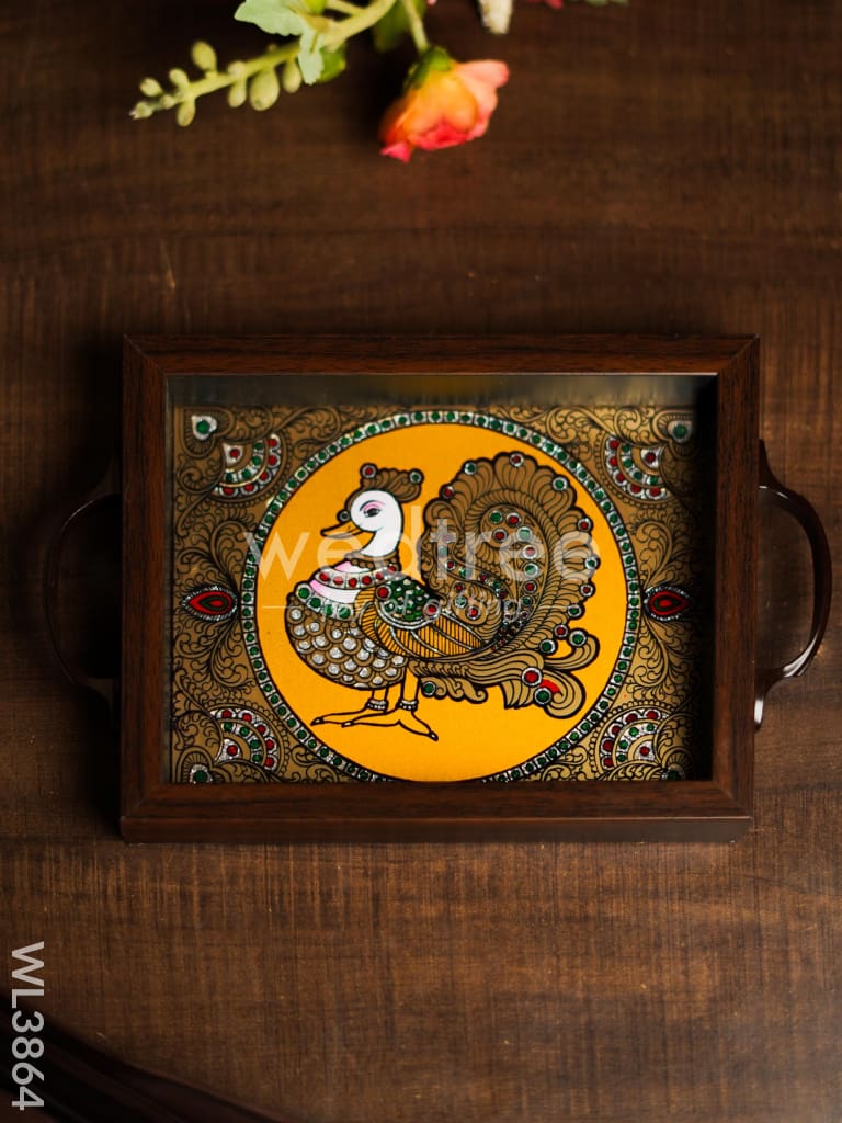 Wooden Tray with Reverse Acrylic Painting - Annapakshi - WL3864