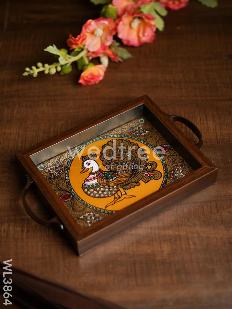 Wooden Tray with Reverse Acrylic Painting - Annapakshi - WL3864