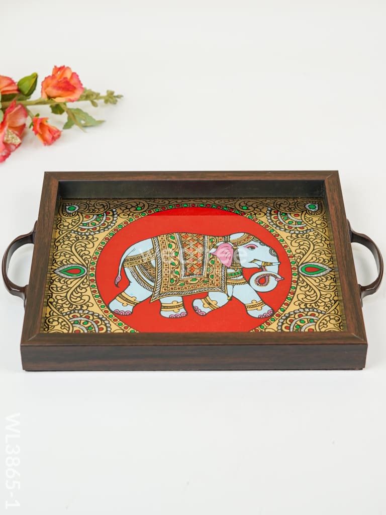 Wooden Tray with Reverse Acrylic Painting - WL3865