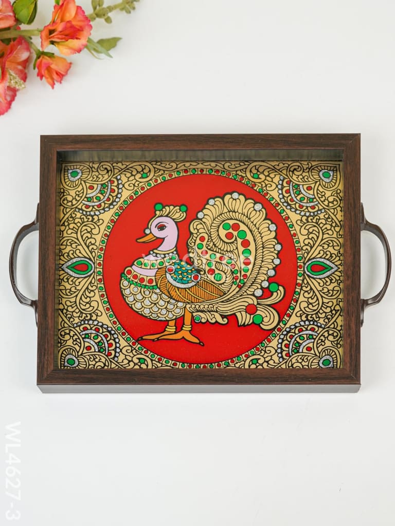 Wooden Tray with Reverse Acrylic Painting - WL4627