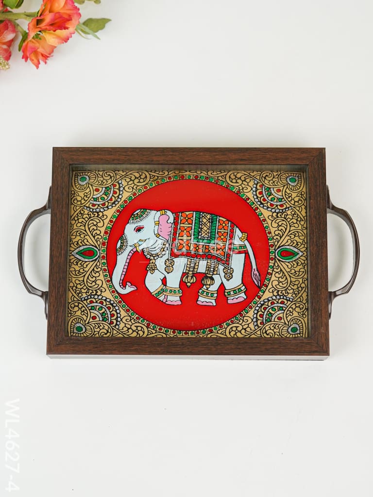 Wooden Tray with Reverse Acrylic Painting - WL4627