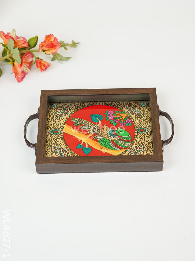 Wooden Tray with Reverse Acrylic Painting - WL4627