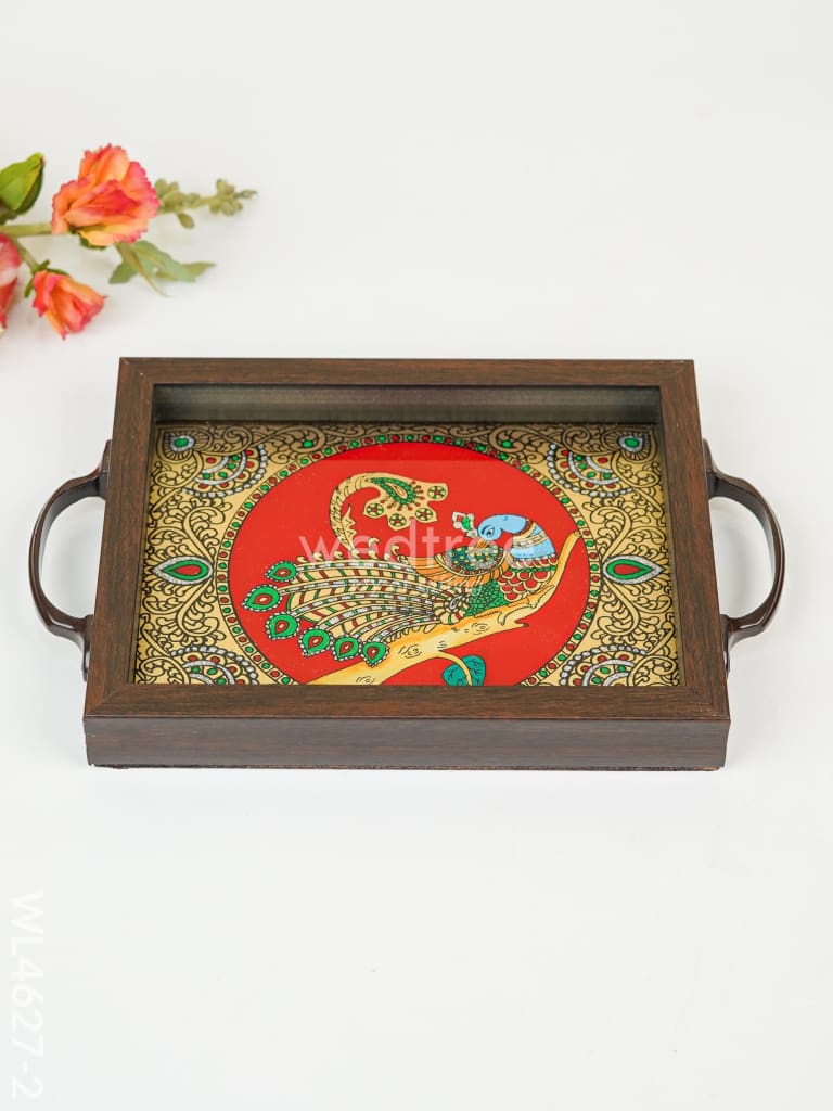 Wooden Tray with Reverse Acrylic Painting - WL4627