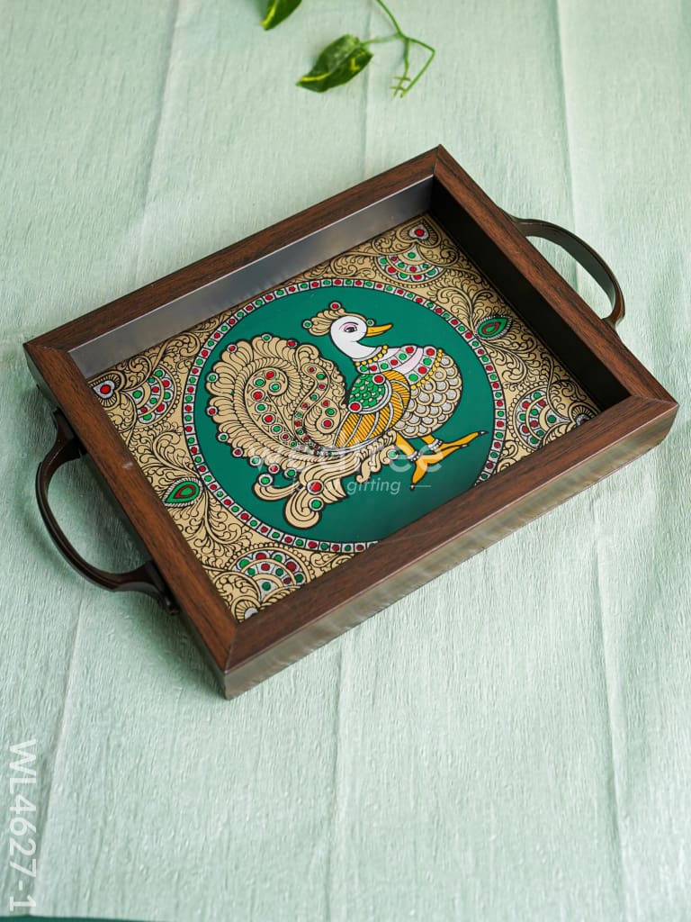 Wooden Tray with Reverse Acrylic Painting - WL4627