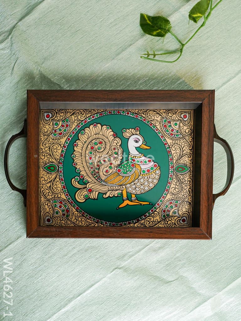 Wooden Tray with Reverse Acrylic Painting - WL4627
