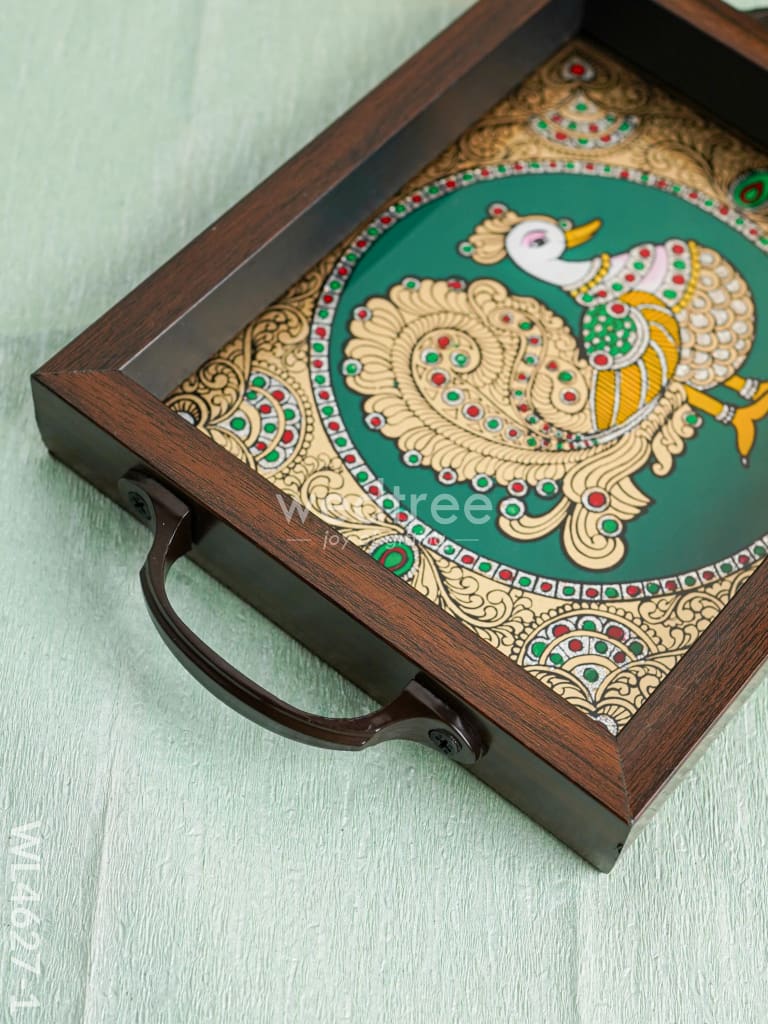 Wooden Tray with Reverse Acrylic Painting - WL4627