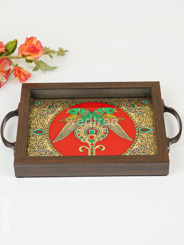 Wooden Tray with Reverse Acrylic Painting - WL4627
