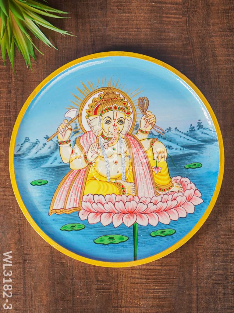 Wooden Wall Hanging Frames Lotus Ganesha - 10 inch - WL3182-3