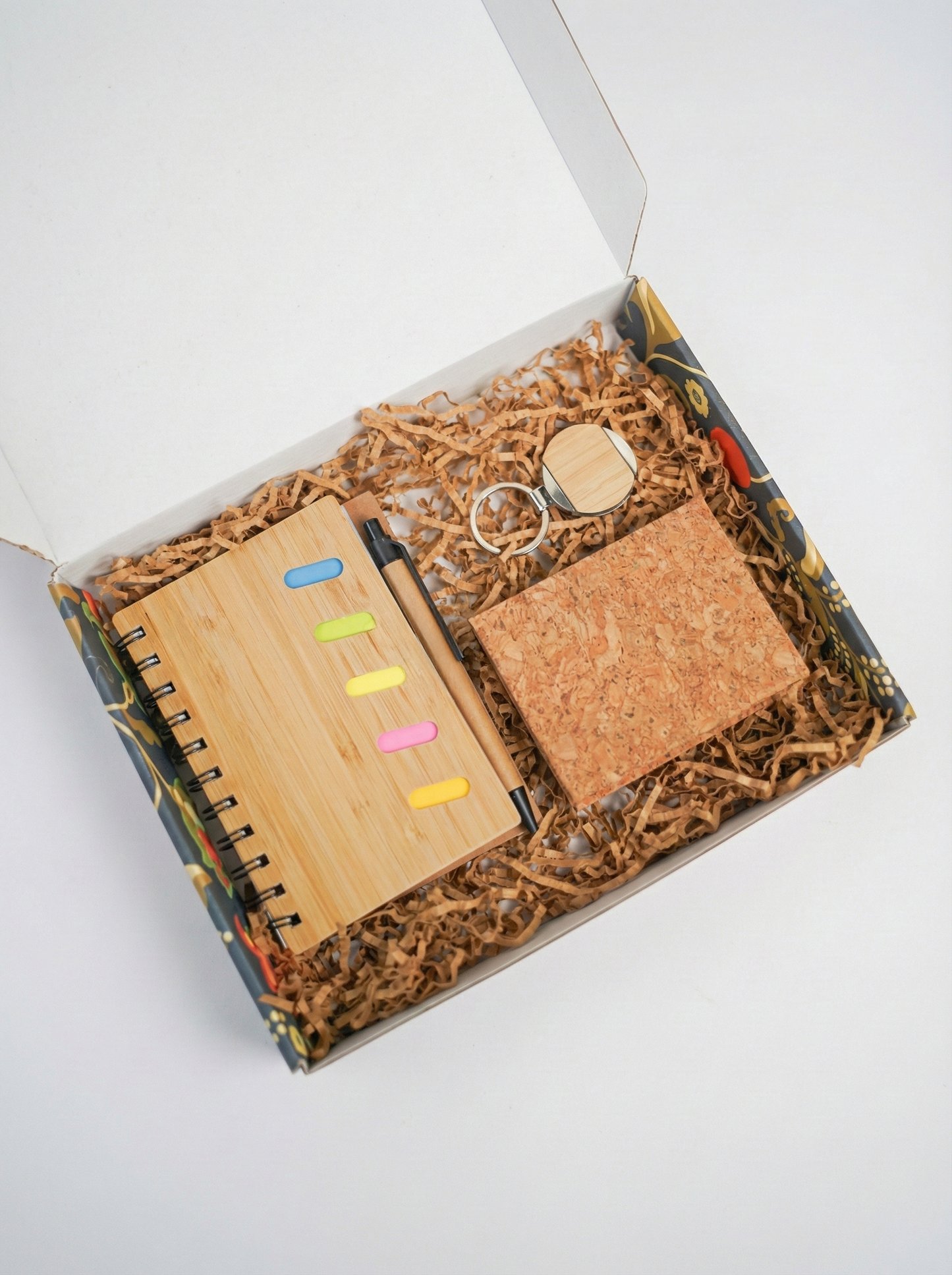 Eco Friendly Gift Set( Bamboo Diary, Sticky Notes, Bamboo Keychain, Pen) - WL4830