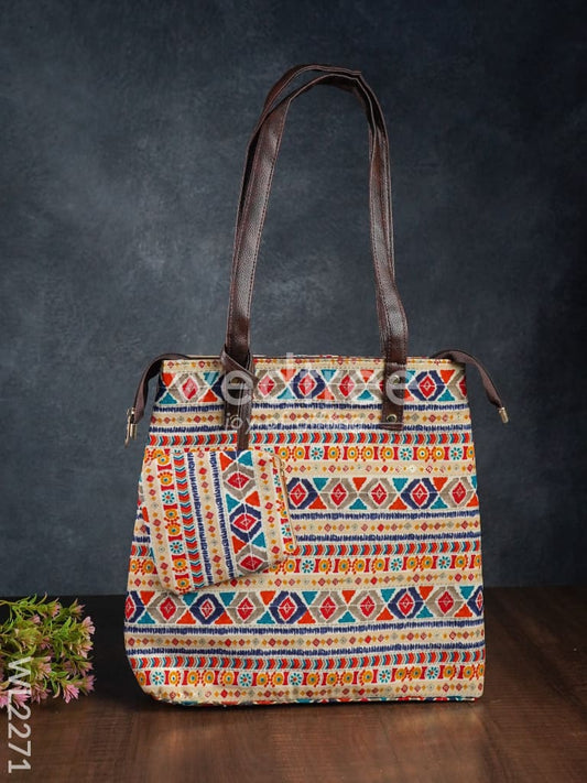2 in 1 hand bag & clutch hand purse - Ikkat - WL2271