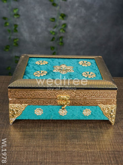 4 Jar Dry Fruit Box - Embossed Teal Blue Frame 7.5x9.5 - WL1978