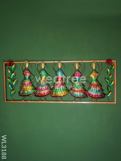 5 Dancing Dolls Wall Hanging Frame with Flowers - WL3188