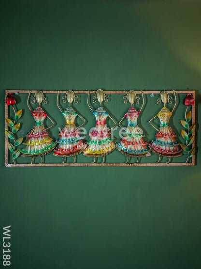5 Dancing Dolls Wall Hanging Frame with Flowers - WL3188