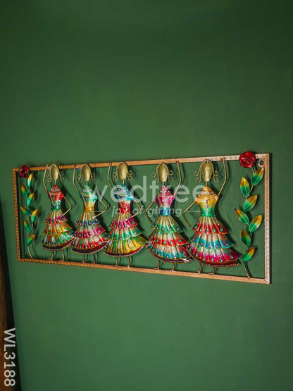 5 Dancing Dolls Wall Hanging Frame with Flowers - WL3188