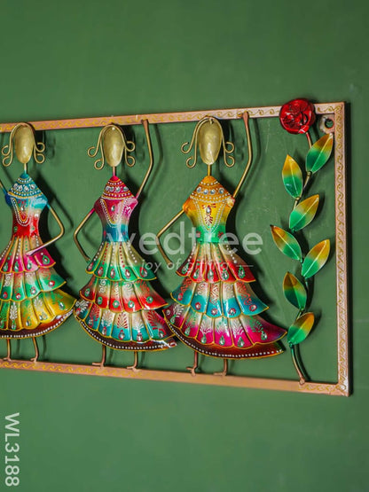 5 Dancing Dolls Wall Hanging Frame with Flowers - WL3188