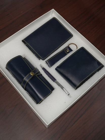 Corporate Gift - Bi fold Lather Wallet Combo -Blue - BCG0046