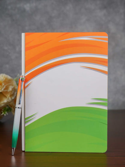 Corporate Gifts - Indian Flag Coloured Diary & pen - BCG0060