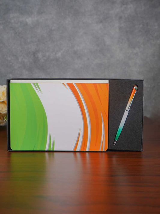 Corporate Gifts - Indian Flag Coloured Diary & pen - BCG0060