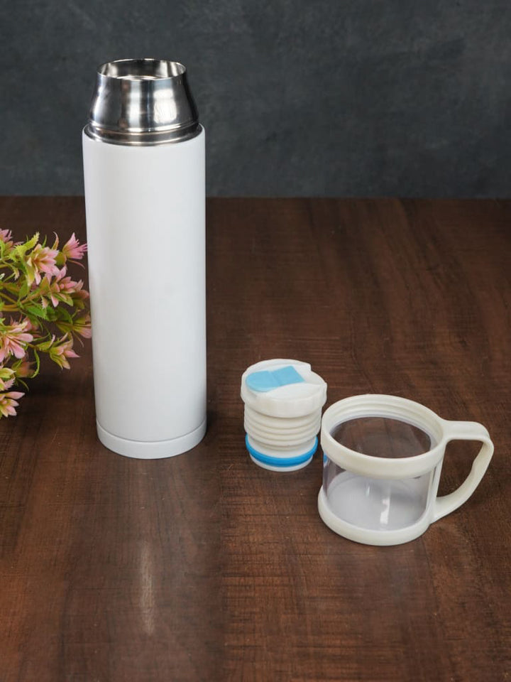 Corporate Gift - White Stainless Steel Vacuum Cup & Flask - BCG0075