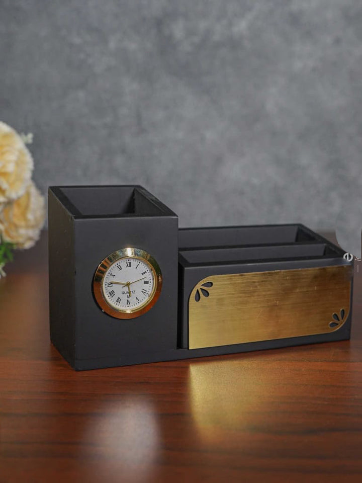 MDF Pen Stand with Clock - BCG0079