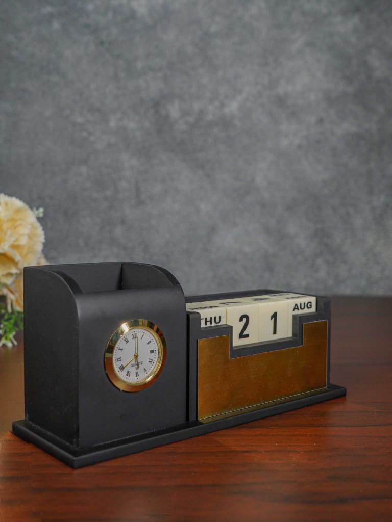 MDF Pen Stand with Clock & Calender - BCG0081