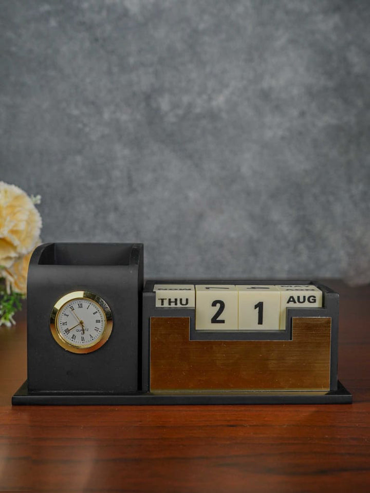 MDF Pen Stand with Clock & Calender - BCG0081