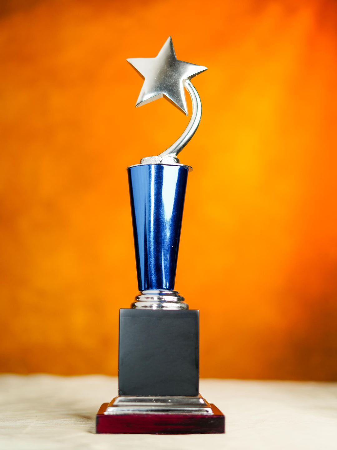 Wooden Blue Trophy with Star - BCG0217