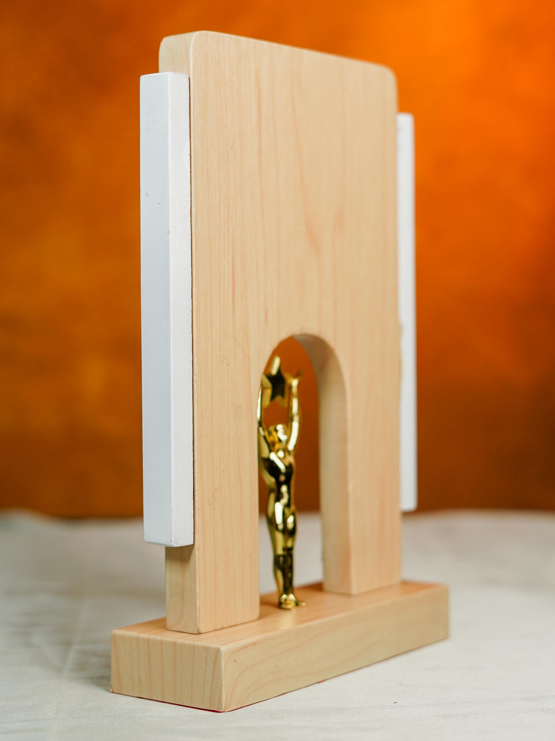 Wooden Trophy with Man Holding Star - 10 inch - BCG0218