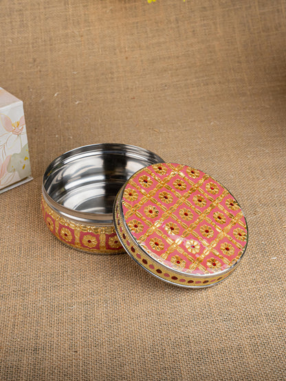 Gift Hamper - Meenakari Glass with Poori Box and Haldi Kumkum Set - WMH0006