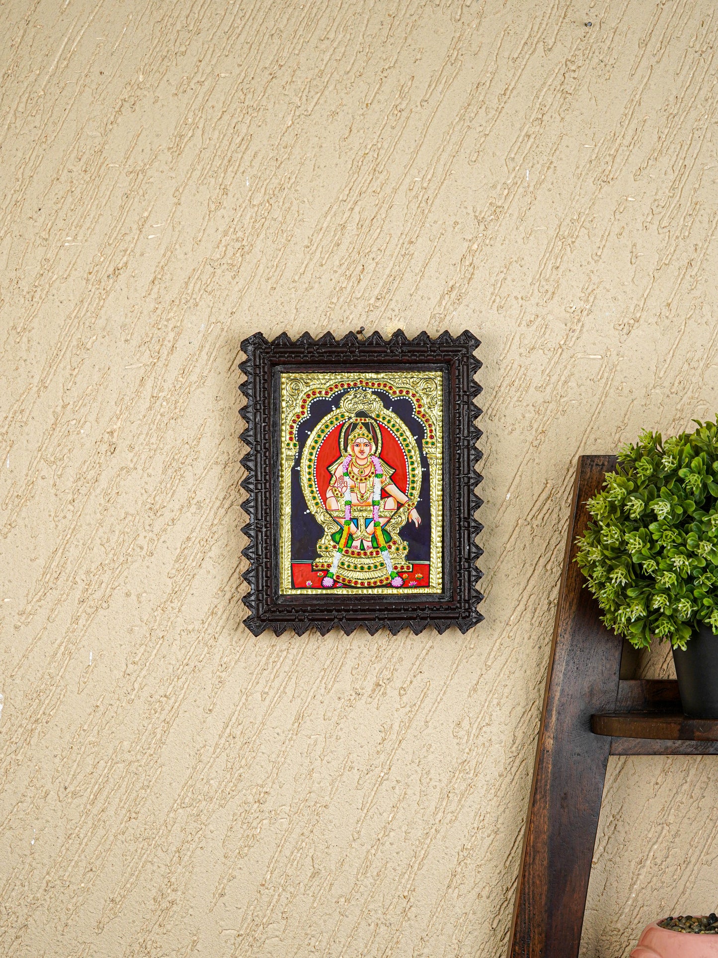 Tanjore Painting (Chettinad Frame) - Ayyappan - Flat (Gold Foil) - 8x6 inch - WL5656