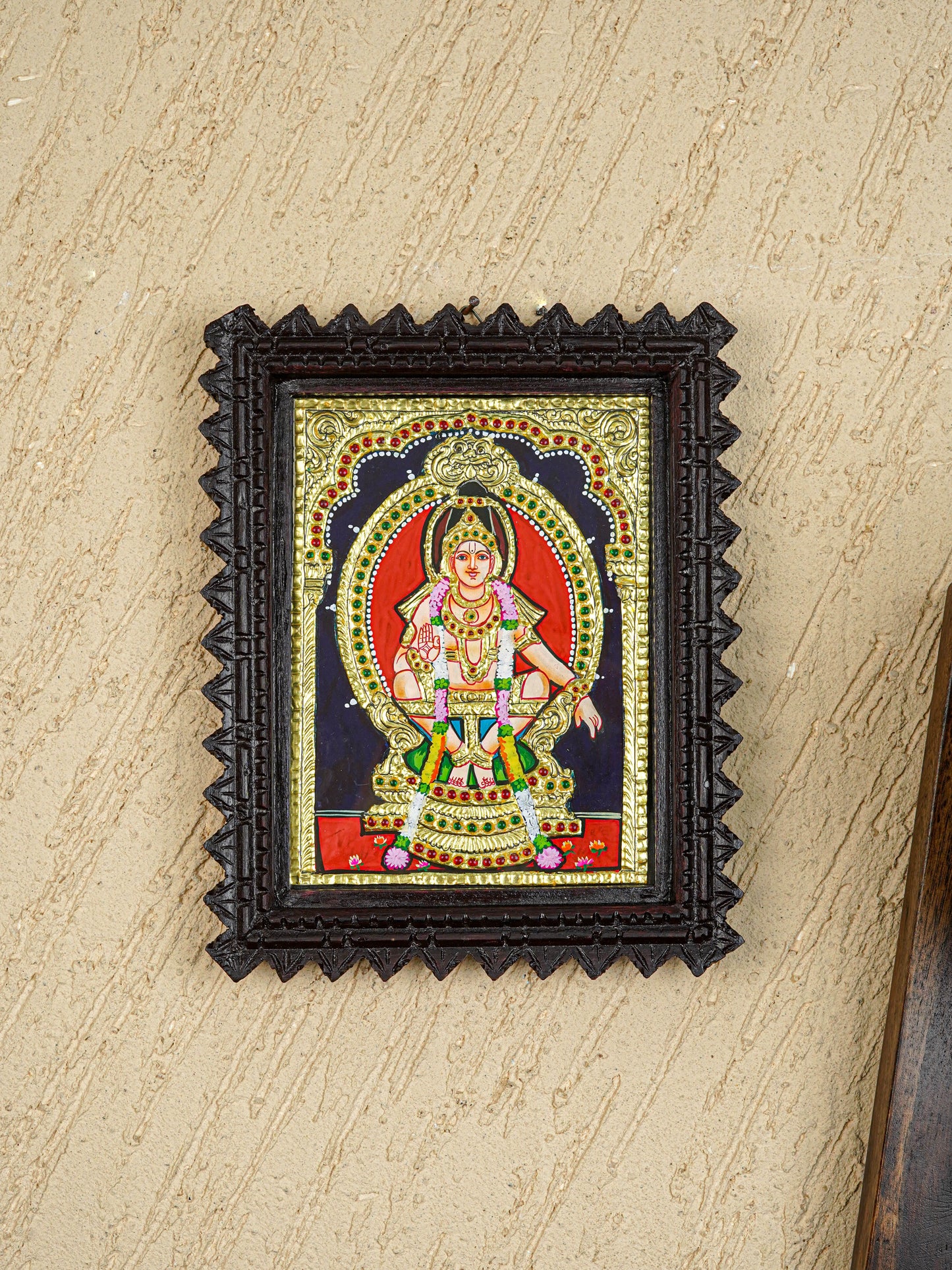 Tanjore Painting (Chettinad Frame) - Ayyappan - Flat (Gold Foil) - 8x6 inch - WL5656