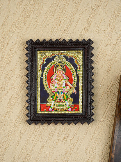 Tanjore Painting (Chettinad Frame) - Ayyappan - Flat (Gold Foil) - 8x6 inch - WL5656