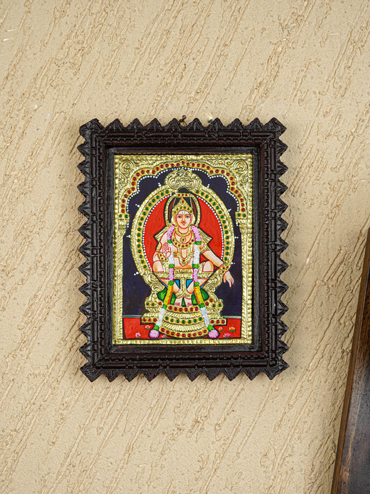 Tanjore Painting (Chettinad Frame) - Ayyappan - Flat (Gold Foil) - 8x6 inch - WL5656