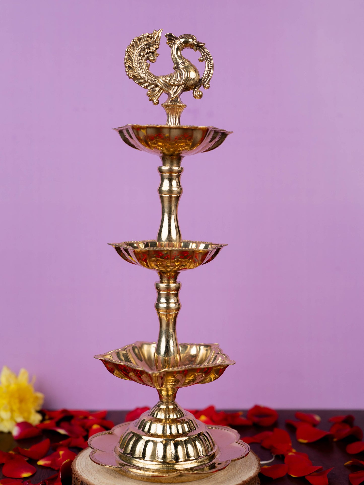 Brass Annapakshi Diya - 3 Step - 8 inch - WL5403