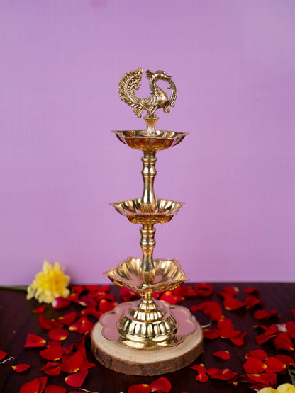Brass Annapakshi Diya - 3 Step - 8 inch - WL5403