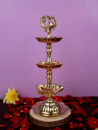 Brass Annapakshi Diya - 3 Step - 8 inch - WL5403