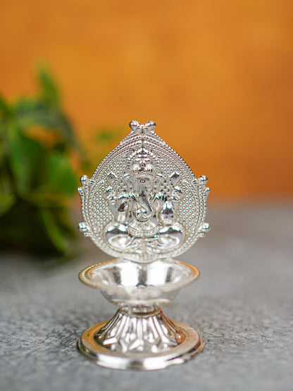German Silver Ganesha Diya - WBG1177