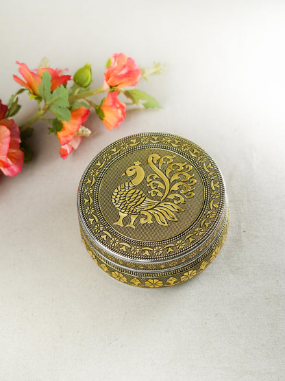 Oxidized Annapakshi Poori Box - Gold - WBG1591-2