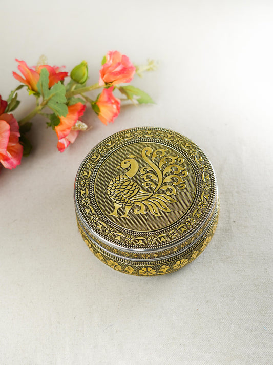Oxidized Annapakshi Poori Box - Gold - WBG1591-2