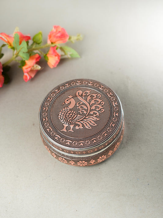 Oxidized Annapakshi Poori Box - Copper - WBG1591-3