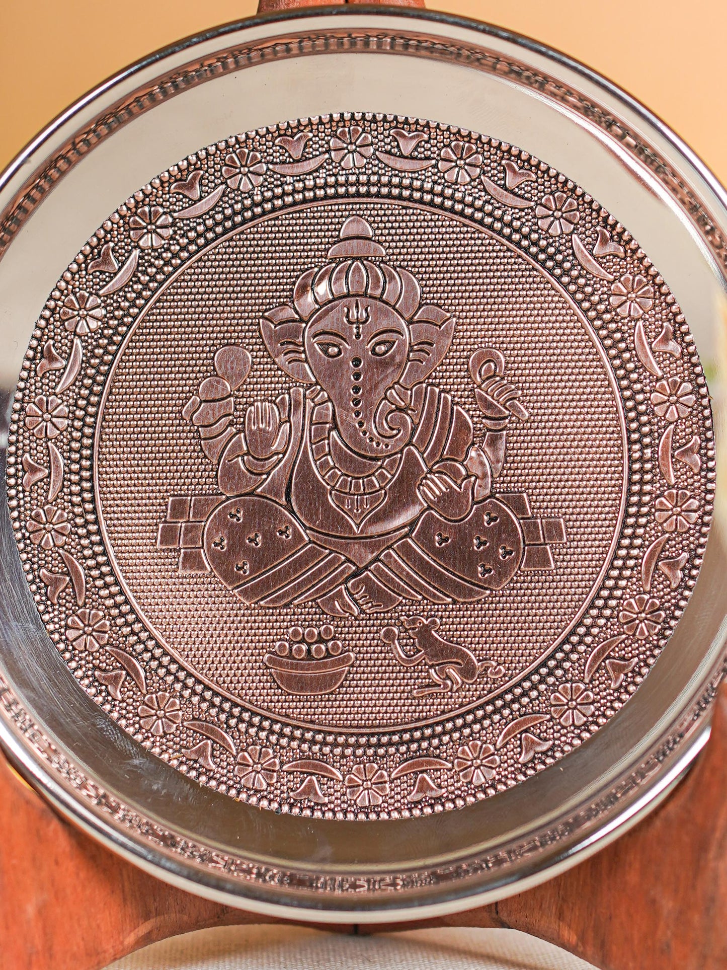 Ganesha Oxidized Plate - 6 inch - Copper - WBG1593-1