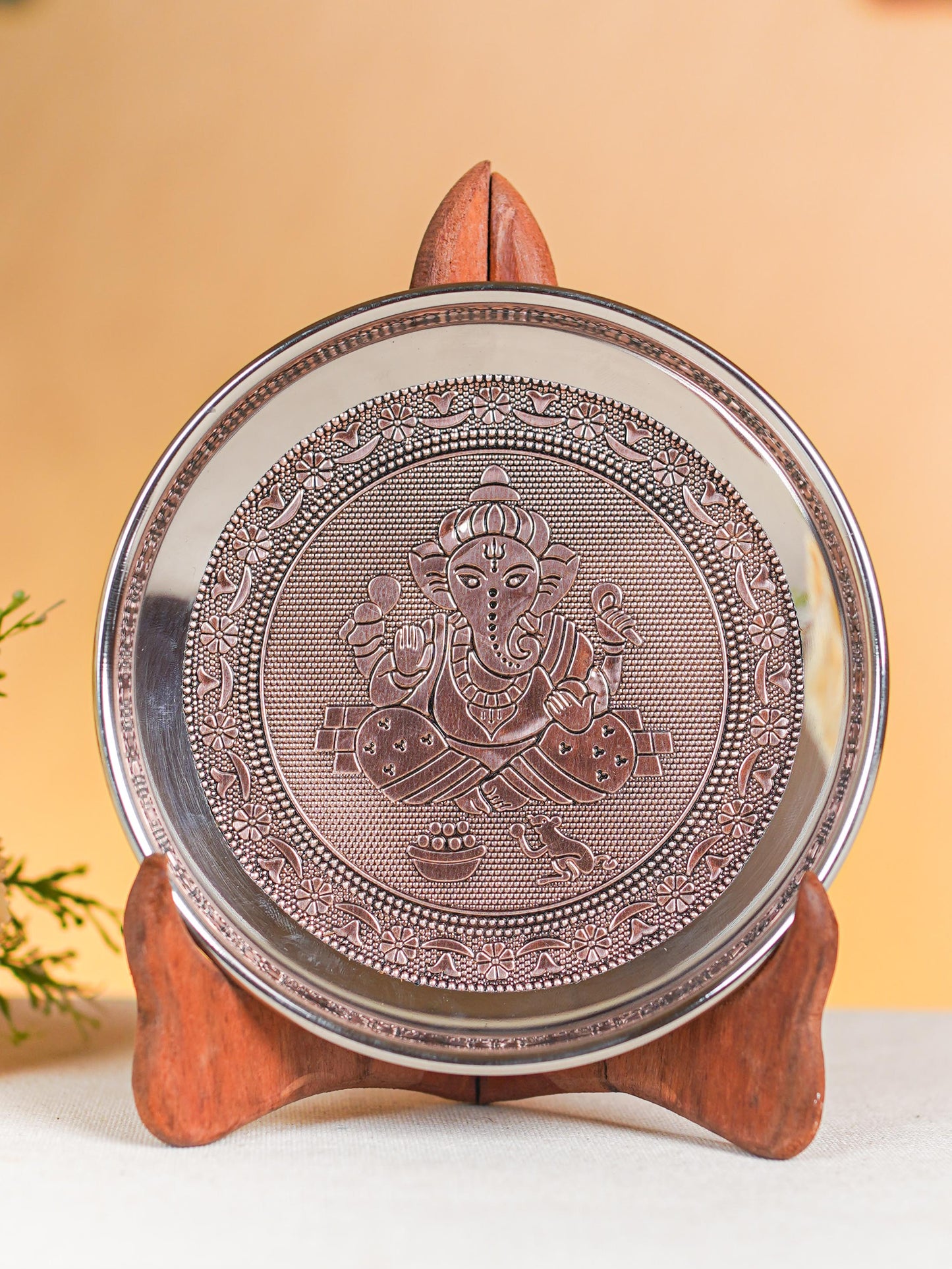 Ganesha Oxidized Plate - 6 inch - Copper - WBG1593-1