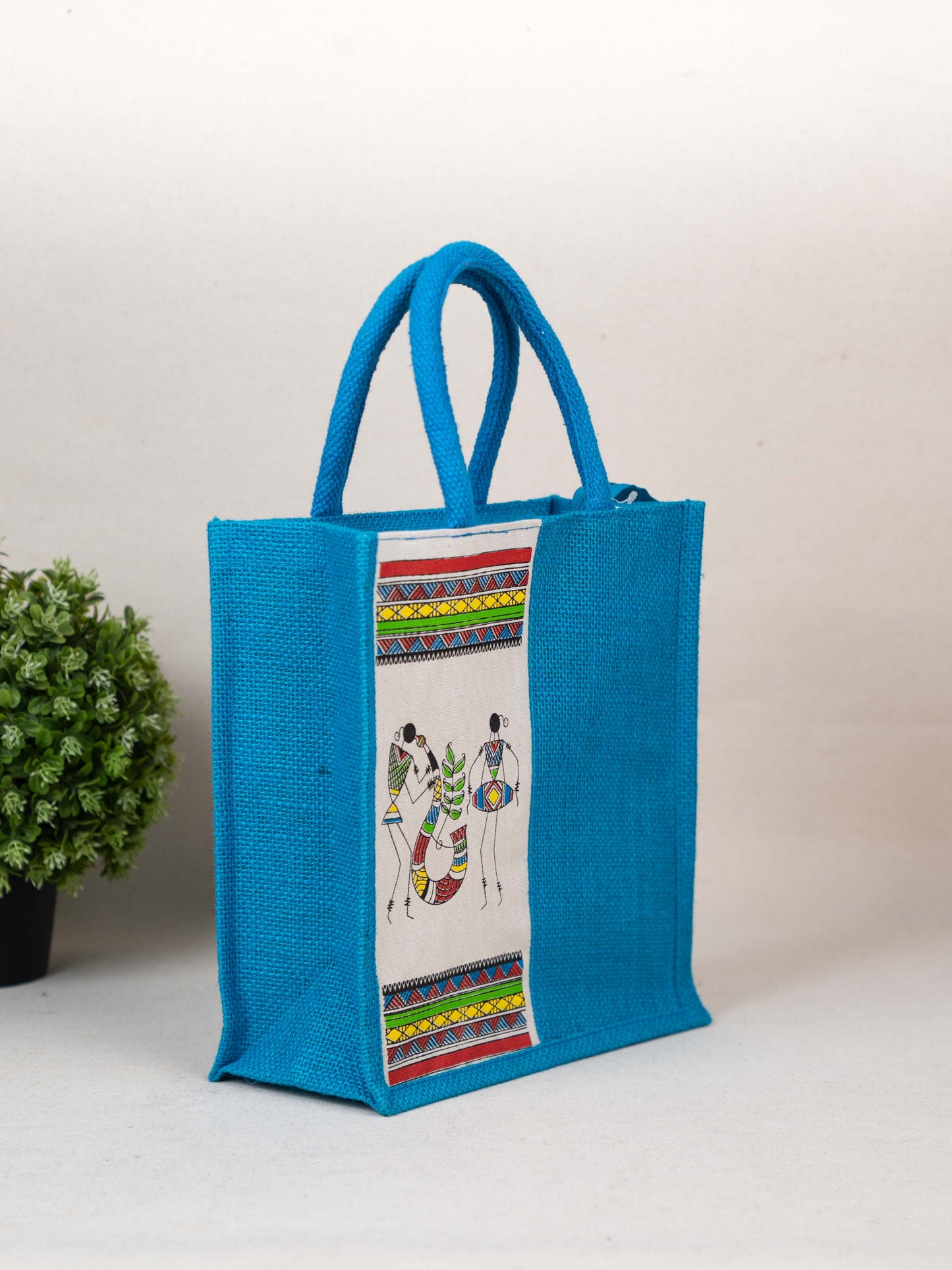 Jute Bag with Warli Print - WBG1692