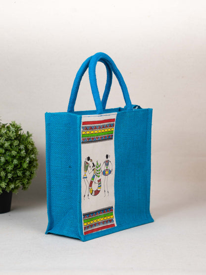 Jute Bag with Warli Print - WBG1692