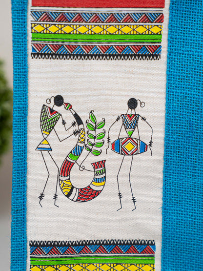 Jute Bag with Warli Print - WBG1692