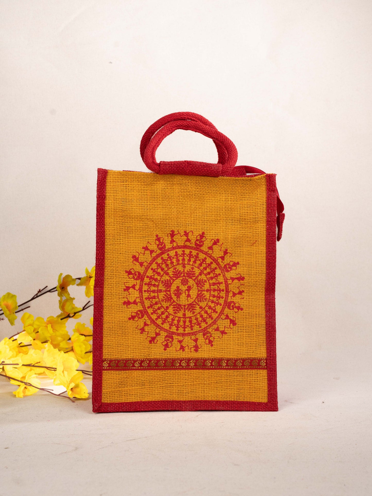 Jute Bag with Warli Print - WBG1697