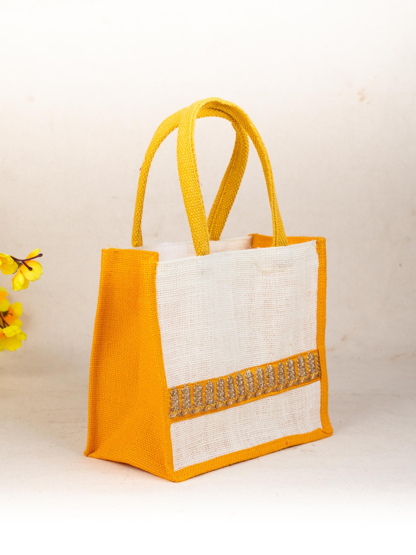Jute Bag with Zari Border - WBG1752