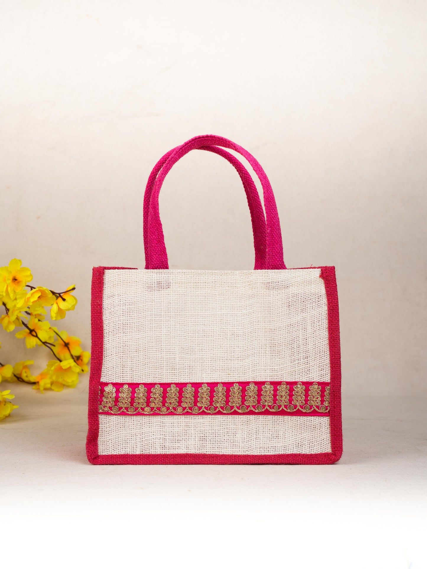 Jute Bag with Zari Border - WBG1752