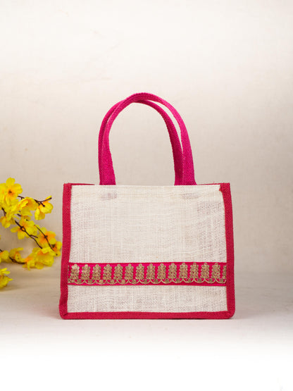 Jute Bag with Zari Border - WBG1752