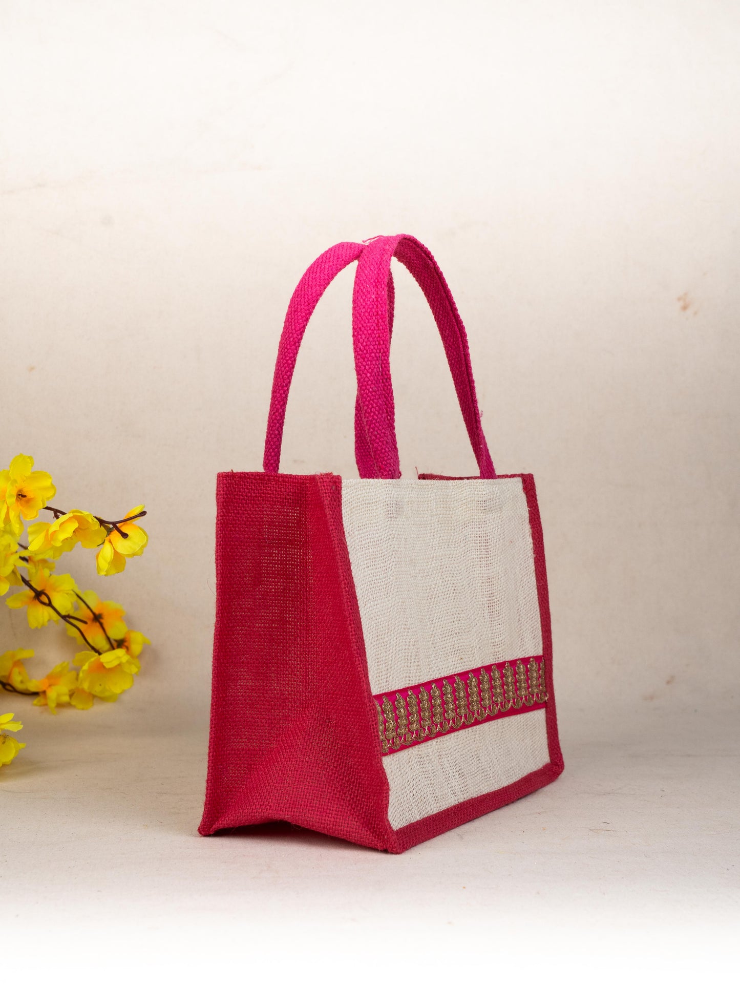 Jute Bag with Zari Border - WBG1752